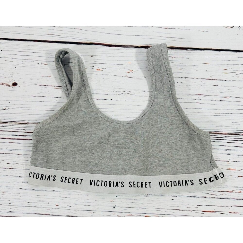Victorias Secret Bralette Sport Bra Size Medium Gray Gym Fitness Athleisure Wear